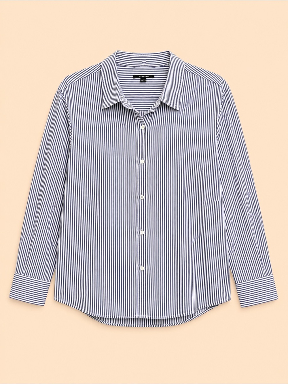 TAHARI WOMENS BLUE AND WHITE BUTTON DOWN